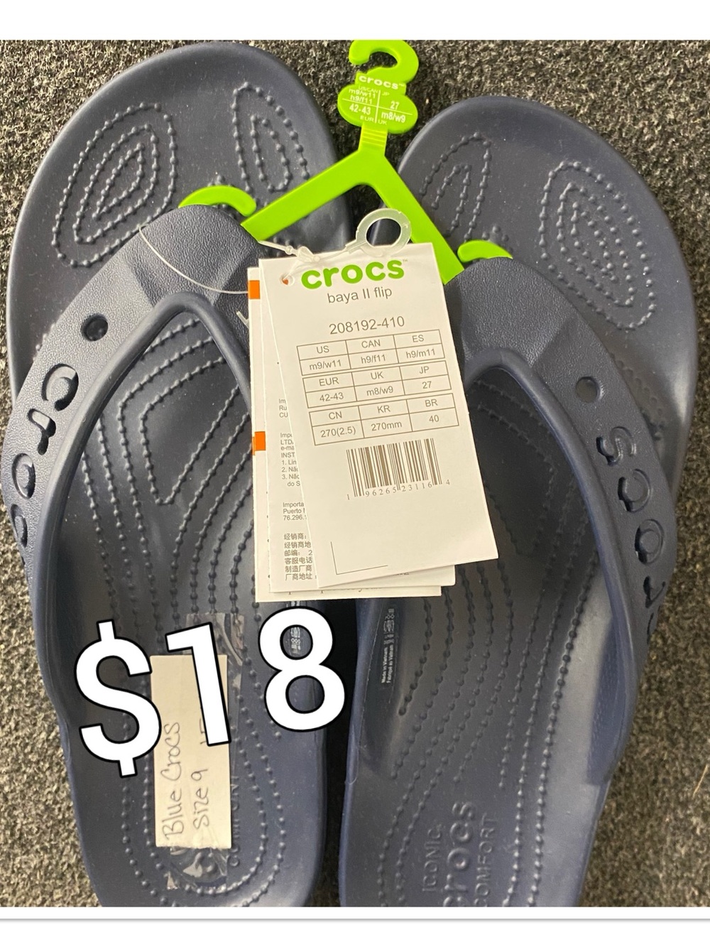 CROCS Baya II Flip Sandals in Slate Blue